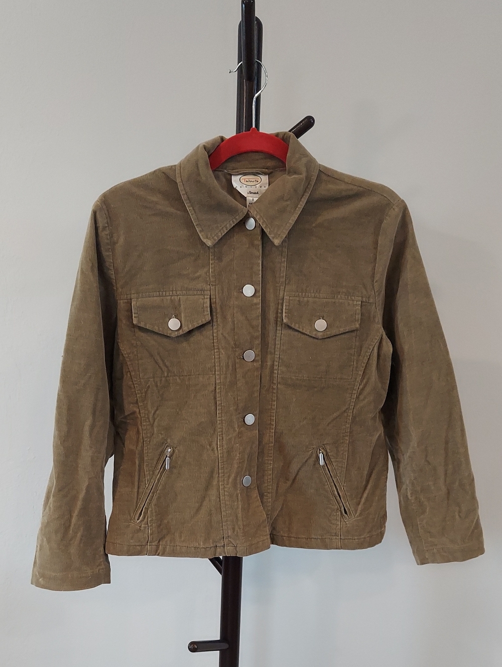 Talbots Olive Corduroy Button-Up Jacket